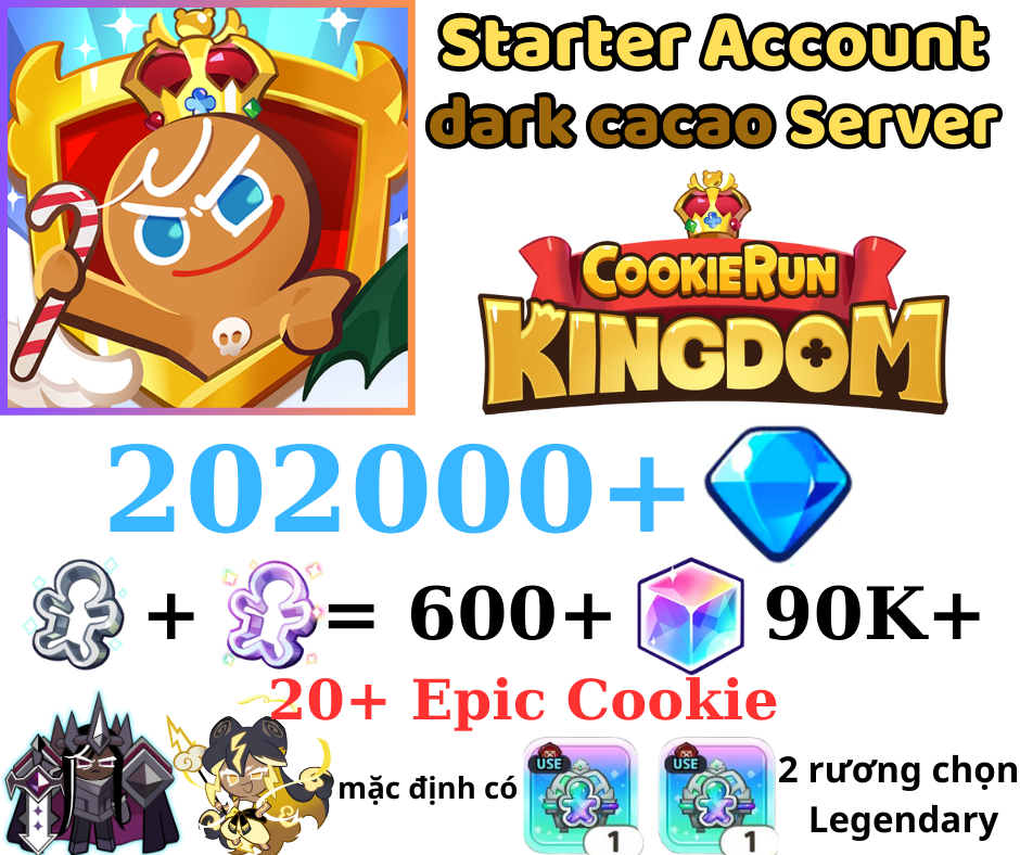 [GLOBAL/Darkcacao]202000+ Gems | Cookie Run: Kingdom Starter Reroll Account